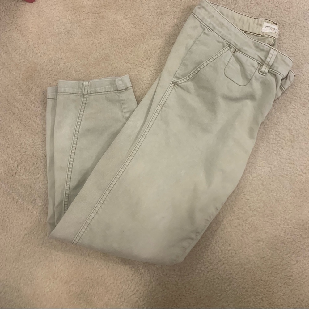 Anthropologie Neutral Green Relaxed Fit Work Trousers